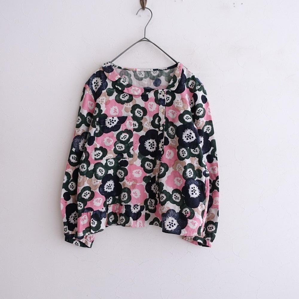 Floral Pink and Black Women's Blouse